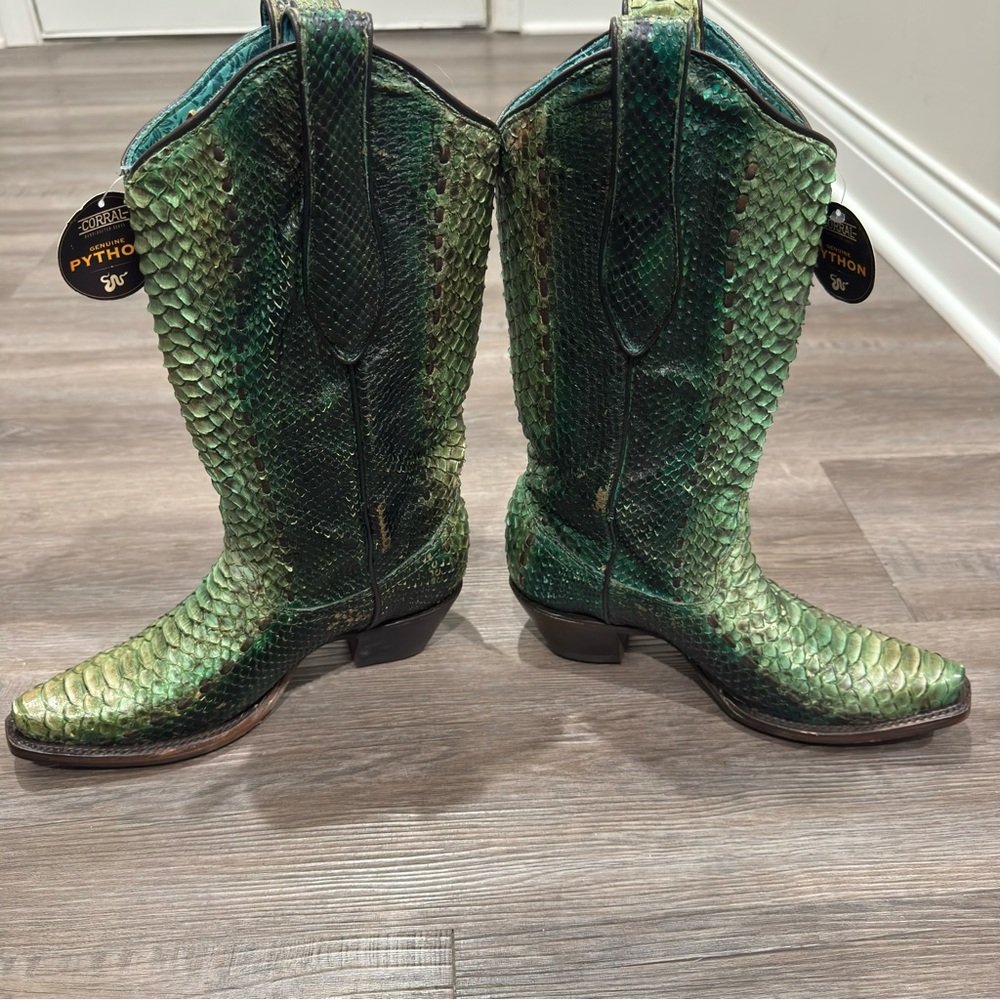 Corral Boots Python Snip Toe Woven Western Cowboy Boots A3661 - Picture 5 of 14